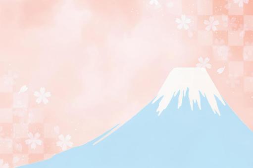 富士山と桜の背景・年賀状の素材 和紙,年賀状,富士山の写真素材