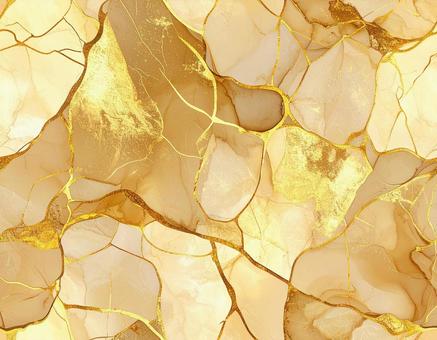 黄金色のマーブルと亀裂模様の写真