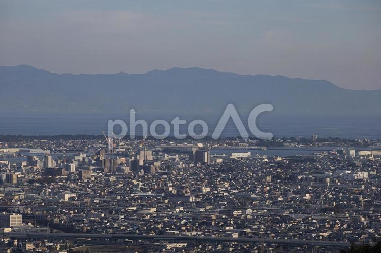 冬の静岡県静岡市清水区の街並み 清水区,静岡市,静岡県の写真素材