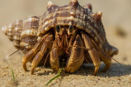 正面からのヤドカリ 正面からのヤドカリの写真