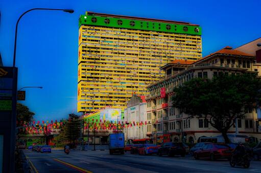 ピープルズパークコンプレックス シンガポール,ピープルズパークコンプレックス,黄色い建物の写真素材