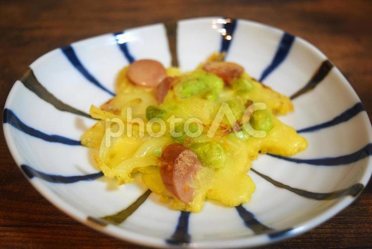 ウインナーと枝豆のかき揚げ かき揚げ,天ぷら,枝豆の写真素材
