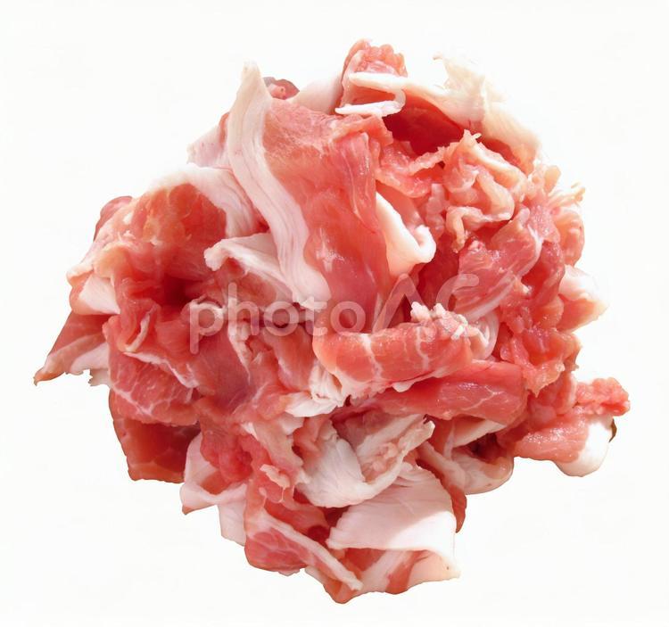 豚小間切落し（PSD切抜用パス付き） 豚肉,豚小間,パスの写真素材