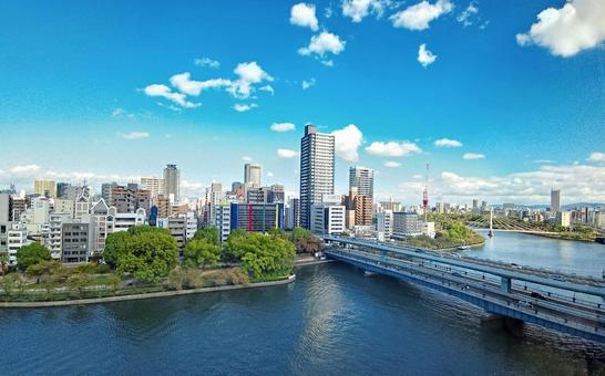 大川30 大川,大阪の川,街並みの写真素材