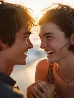 クローズアップ笑顔の写真