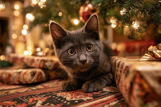 プレゼントの間に隠れちゃおの写真