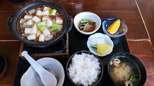 鴨鍋定食 鴨鍋定食 鴨鍋,鍋料理,定食の写真素材