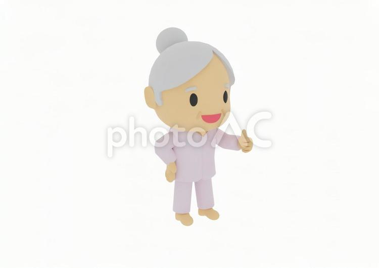 いいねと親指を立てるパジャマ患者 介護,入院,病気の写真素材