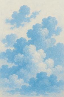 白い空に青い雲の写真