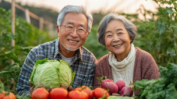 オーガニック野菜農家 60代夫婦 オーガニック野菜農家 60代夫婦の写真