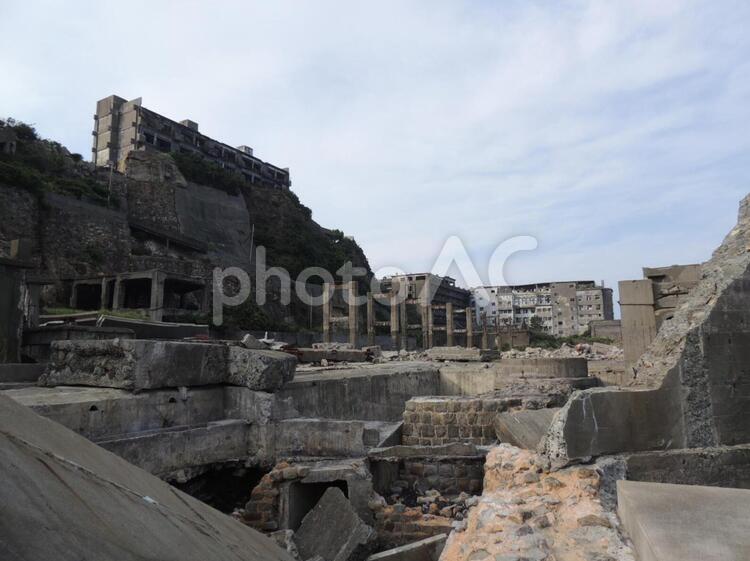 軍艦島　イメージ　(Hashima/Nagasaki) 軍艦島,廃墟,瓦礫の写真素材