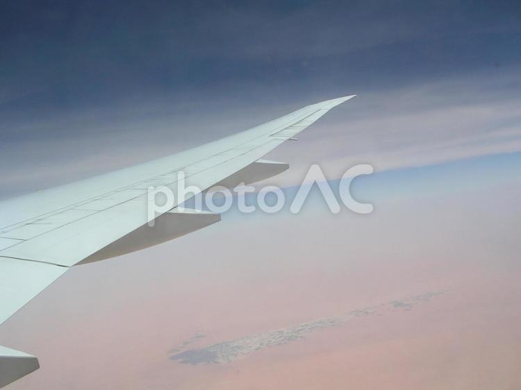 飛行機からの風景 空の旅,飛行機,上空の写真素材