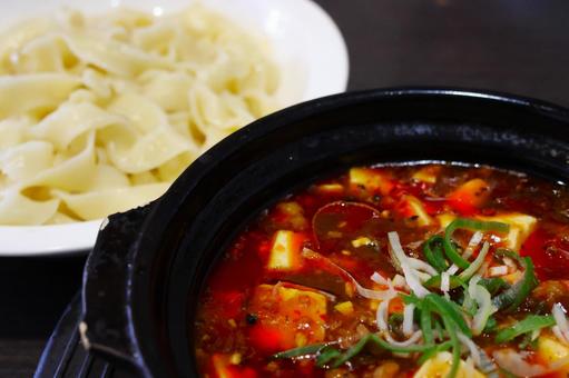 Sichuan Chen Mapo Tofu Dipping Noodles at a Chinese Restaurant, JPG