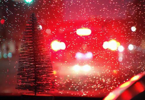 車内のツリー（カラー） クリスマス,車内,クリスマスツリーの写真素材