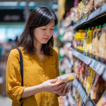買い物中の女性 買い物中の女性の写真