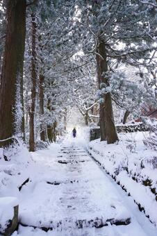 鳥取大山の冬登山1　雪山素材　風景 雪山,登山,危険の写真素材