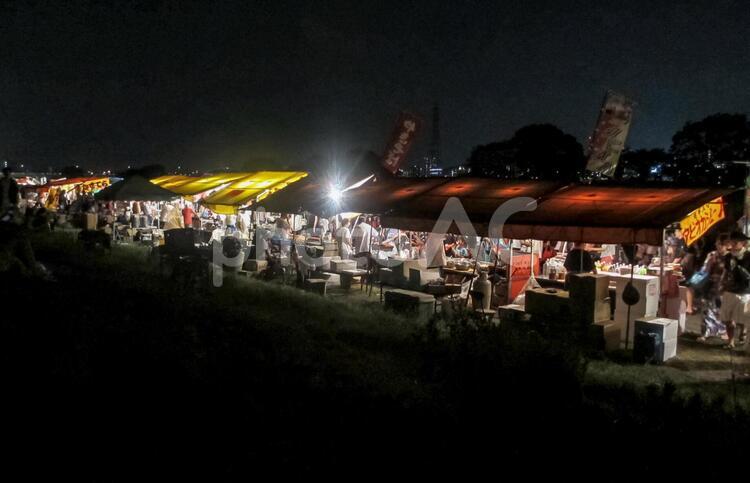 淀川花火大会 テント,出店,夏の写真素材