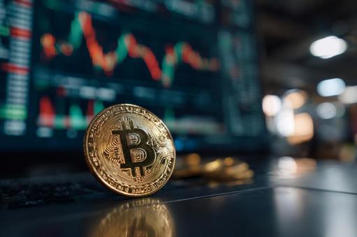 ビットコインと変動する金融チャート ビットコインと変動する金融チャートの写真
