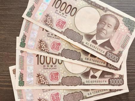 並んだ1万円札 並んだ1万円札 紙幣,1万円札,お金の写真素材