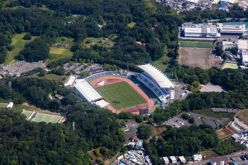 町田ギオンスタジアムを空撮 町田ギオンスタジアムを空撮 空撮,サッカースタジアム,サッカー場の写真素材