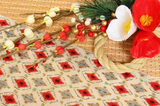 お正月のイメージ　２ 正月,しめ飾り,年賀状の写真素材