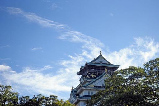 大阪城を見上げる 大阪城,天守閣,大坂城の写真素材