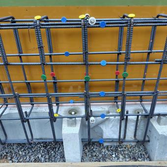 補強土壁の鉄筋配筋 鉄筋,補強土壁,鉄筋工事の写真素材