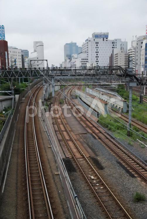 池袋の線路 線路,池袋,架線の写真素材