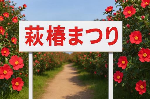 萩椿まつり・赤い椿の道・日本の祭り・花畑 萩椿まつり・赤い椿の道・日本の祭り・花畑の写真