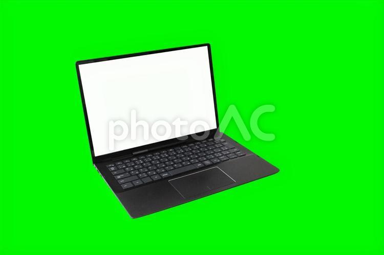 合成用グリーンバックと白画面のパソコン パソコン,ビジネス,ノートパソコンの写真素材
