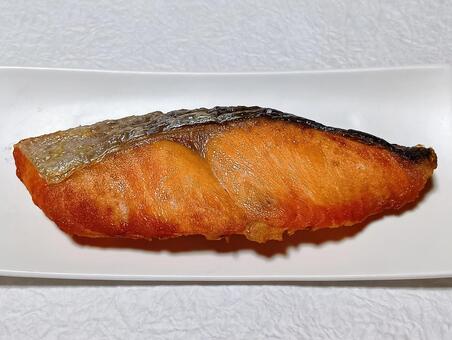 銀鮭塩焼き 鮭,魚,塩焼きの写真素材