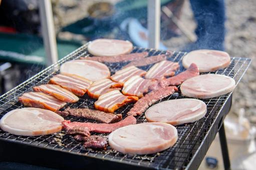 Photo, barbecue, daging panggang, panggangan areng, 