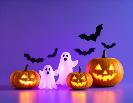暗闇に浮ぶハロウィンナイトのシンボルたち 暗闇に浮ぶハロウィンナイトのシンボルたちの写真