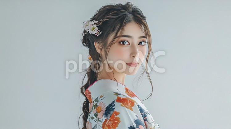 浴衣ヘアアレンジ、女性用ヘアカタログ 浴衣,女性,ヘアアレンジの写真素材