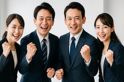 成功して喜ぶビジネスチームの笑顔・やる気 成功して喜ぶビジネスチームの笑顔・やる気の写真