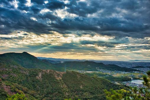 高御位山 播磨平野,山岳,平野の写真素材