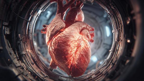拍動する人間の心臓と血管のCG 拍動する人間の心臓と血管のCGの写真