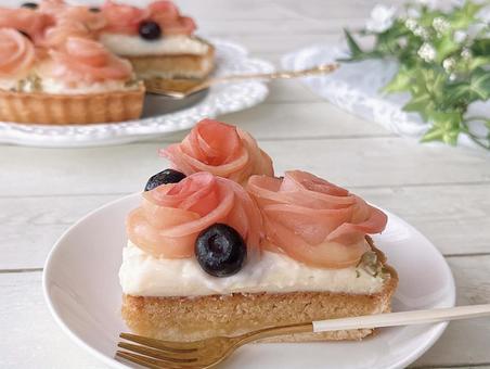 アップルローズタルト りんごタルト,フルーツタルト,タルトの写真素材