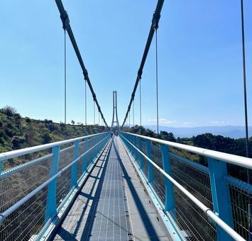 全長400メートルの三島スカイウォーク 歩行者専用吊橋,三島,観光の写真素材