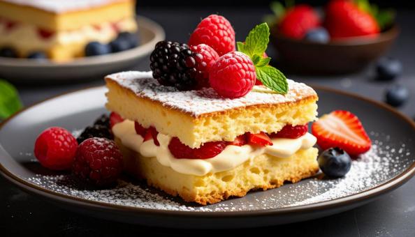 美味しそうなラズベリーのケーキ 美味しそうなラズベリーのケーキの写真