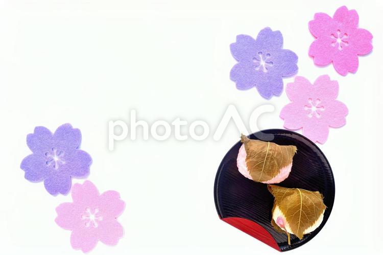 さくら餅・和菓子／食べ物 さくら餅,桜餅,道明寺の写真素材