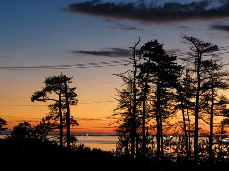 真夏の夕日 夏,夕焼け,空の写真素材