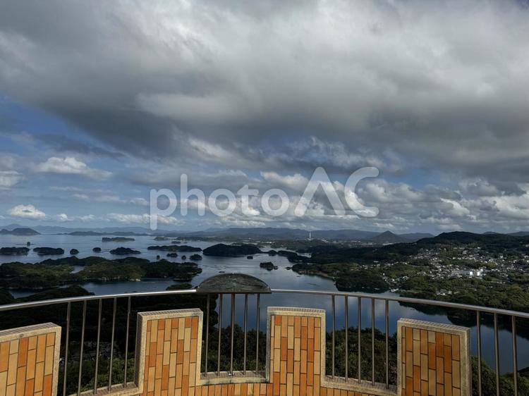 展海峰から見る九十九島の風景 展海峰,九十九島,佐世保市の写真素材