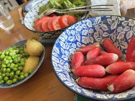 フランス_日常の食卓_庭で採れた野菜 フランス_日常の食卓_庭で採れた野菜の写真