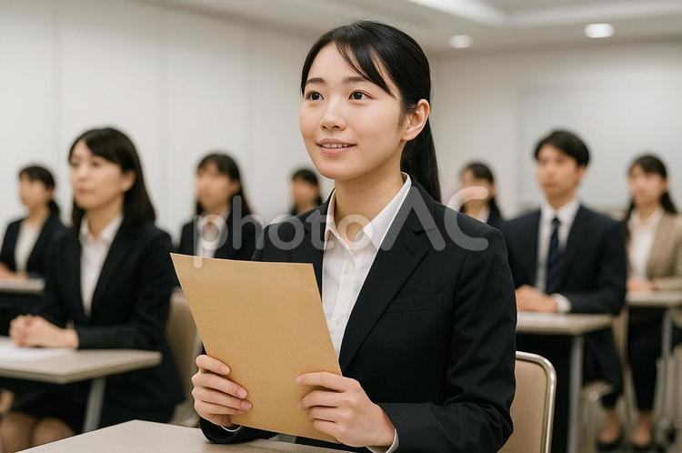 会社説明会に参加する就職活動中の学生 就職,就活,大学生の写真素材