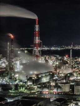 工場 工場 夜景,四日市,工業地帯の写真素材