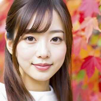 若い女性と紅葉 AI生成画像 若い女性と紅葉 AI生成画像 の写真