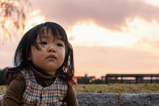 Children at sunset, JPG
