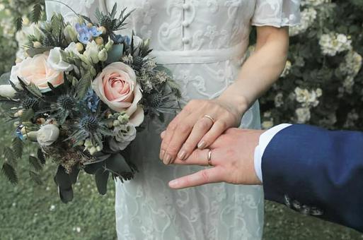 結婚指輪 結婚指輪 ブーケ,結婚,結婚式の写真素材