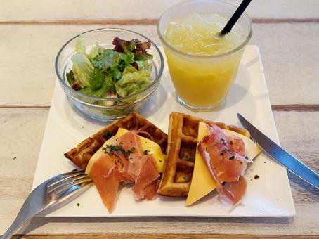 ワッフル ワッフル,カフェ,ブランチの写真素材